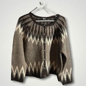 J Jill Icelandic Style Wool Blend Cardigan Sweater XL